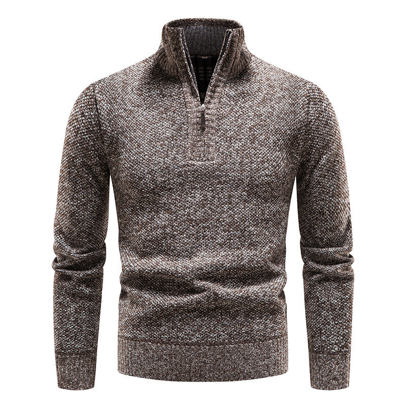 Herren Sportlicher Strickpullover mit halbem Reißverschluss und strukturiertem Design Echoarchiv
