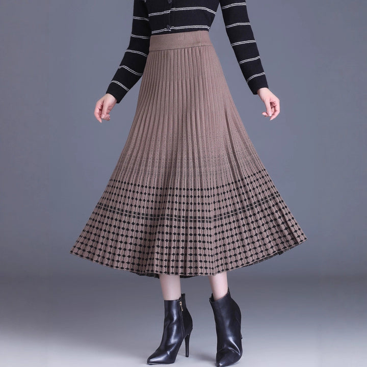 Damen Plissierter Maxirock mit eleganten Muster Echo Archiv