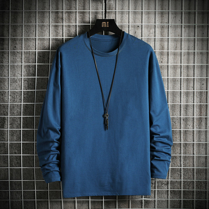 Herren nan lässiges Baumwoll-Basic-Langarmshirt mit Rundhals, Relaxed Fit und verstärkter Saumverarbeitung Echo Archiv
