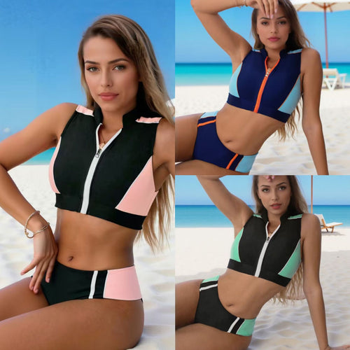 Damen Sportliches Bikini-Set mit Reißverschluss Echo Archiv