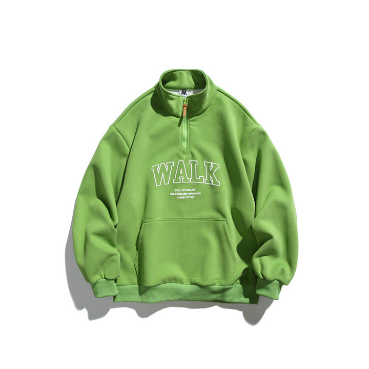 Unisex Oversize-Fleece-Halbzip-Sweatshirt mit Stehkragen und Kängurutasche Echoarchiv