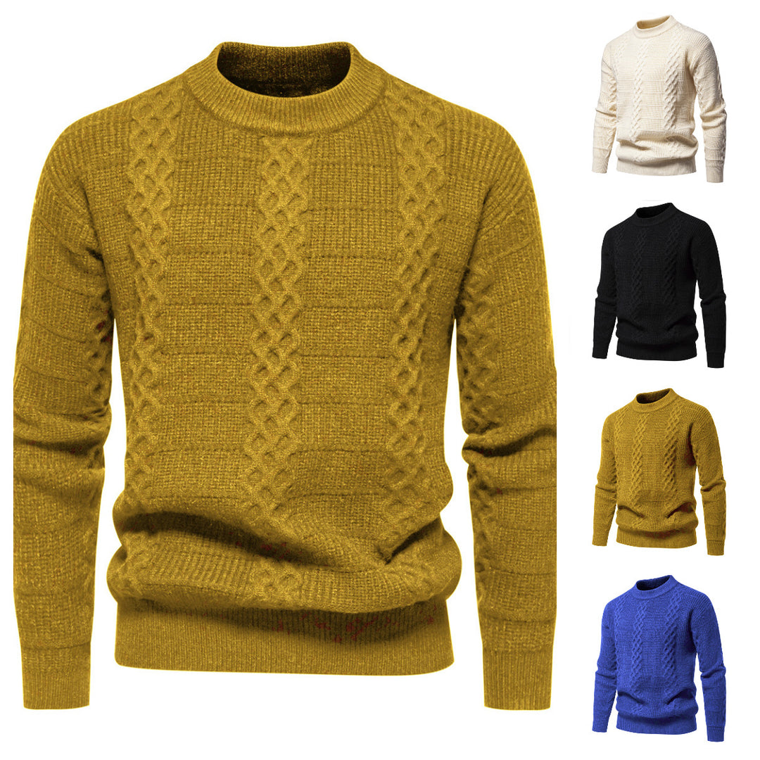 Herren Strukturierter Strickpullover mit hohem Kragen Echoarchiv