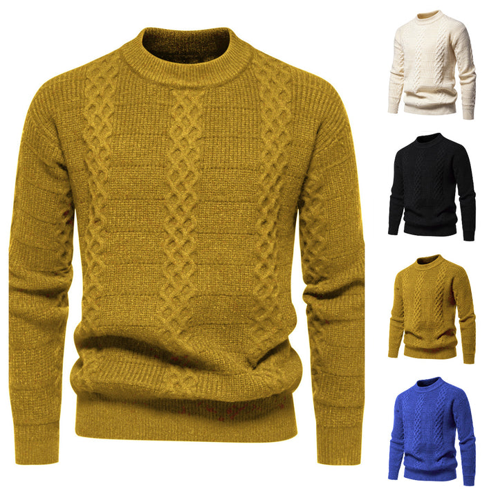 Herren Strukturierter Strickpullover mit hohem Kragen Echoarchiv