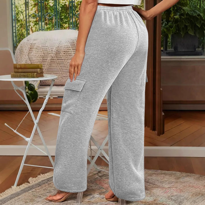Damen Weiche Cargo-Loungehose mit elastischem Bund und weitem Bein Echoarchiv