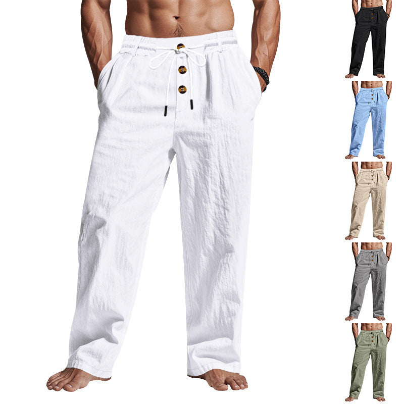 Herren luftige Freizeithose mit verstellbarem Bund und eleganter Knopfleiste Echoarchiv
