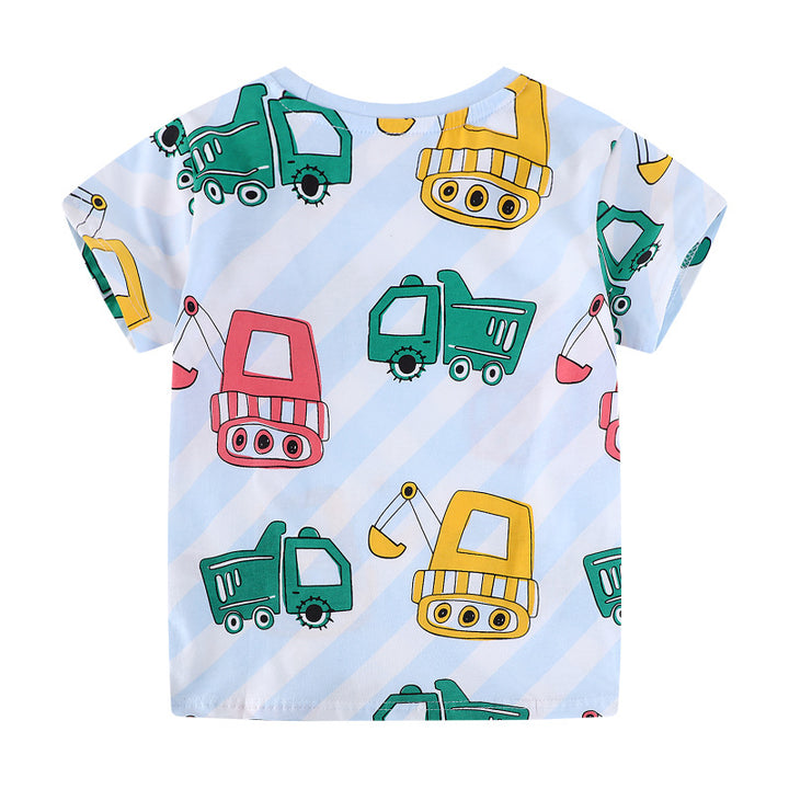 Jungen T-Shirt mit lebhaften Baufahrzeug-Motiven Echo Archiv