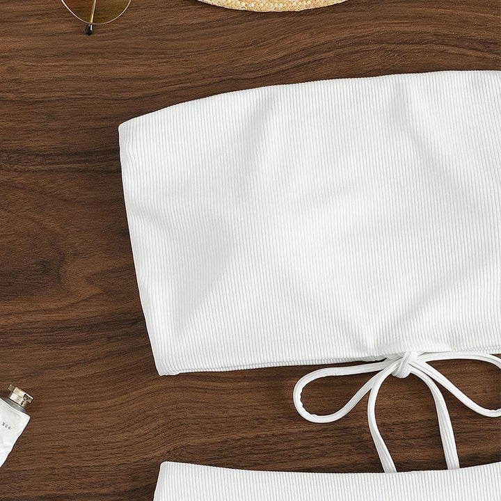 Damen Bandeau-Bikini-Set mit hohem Beinausschnitt und Bindedetails Echo Archiv