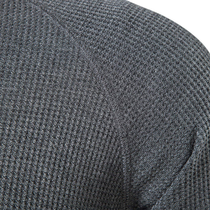 Herren Langarm-Henley-Shirt mit strukturierter Oberfläche Echoarchiv