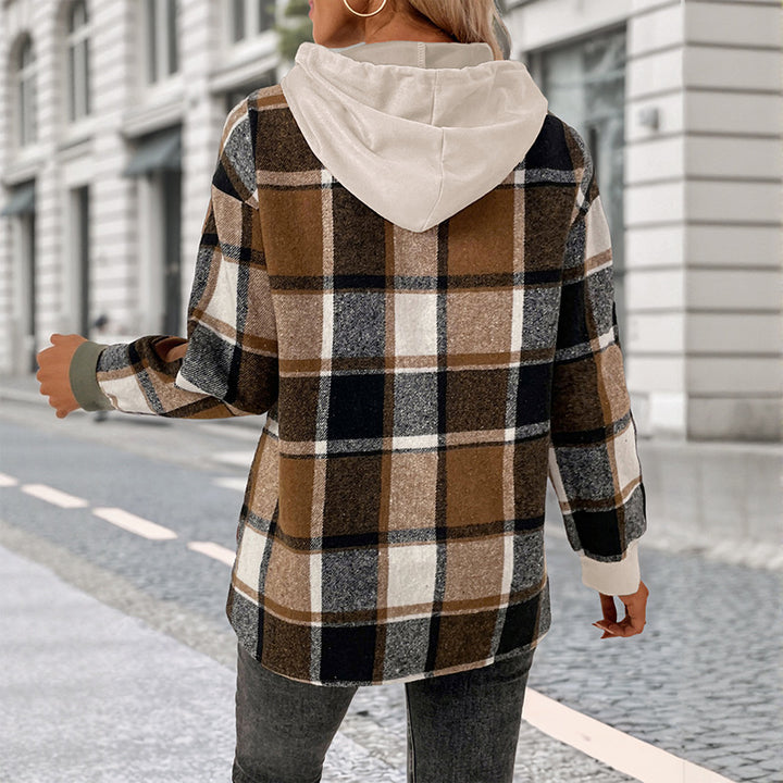Damen Lässiger Hoodie mit karierten Ärmeln Echo Archiv