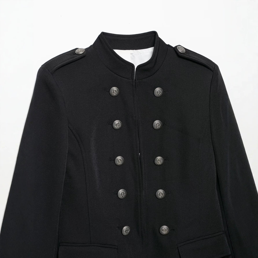 Damen Taillierte Military-Shortjacke mit Stehkragen und Doppelreihe Echo Archiv