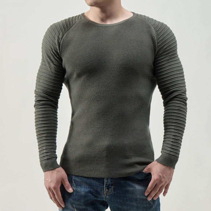Herren Langärmliges T-Shirt mit modernen Rippstrukturen und körperbetonter Passform Echoarchiv
