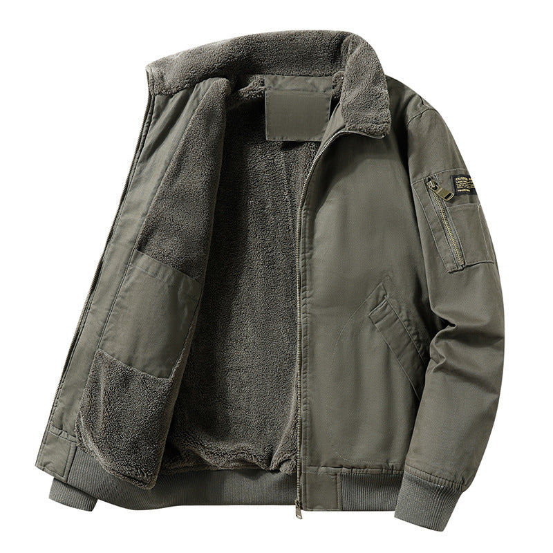 Herren  schwere Sherpa-fütterte thermische Flug-Bomberjacke mit Innenpatch-Taschen und gerippten Abschlüssen Echo Archiv