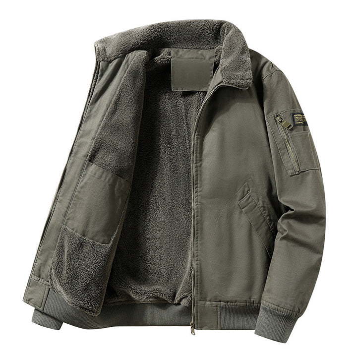 Herren  schwere Sherpa-fütterte thermische Flug-Bomberjacke mit Innenpatch-Taschen und gerippten Abschlüssen Echo Archiv