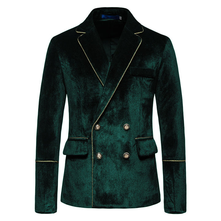 Herren Samtanzug mit goldenen Details und klassischem Revers Echoarchiv