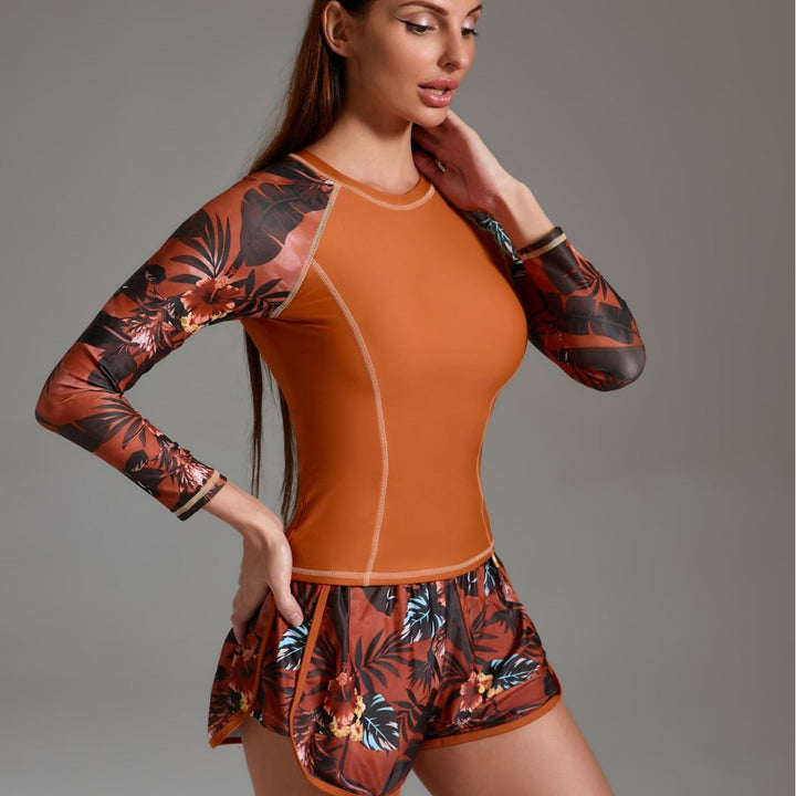 Damen Sportliches Surfanzug-Set mit floralem Design und nahtlosem Schnitt Echo Archiv