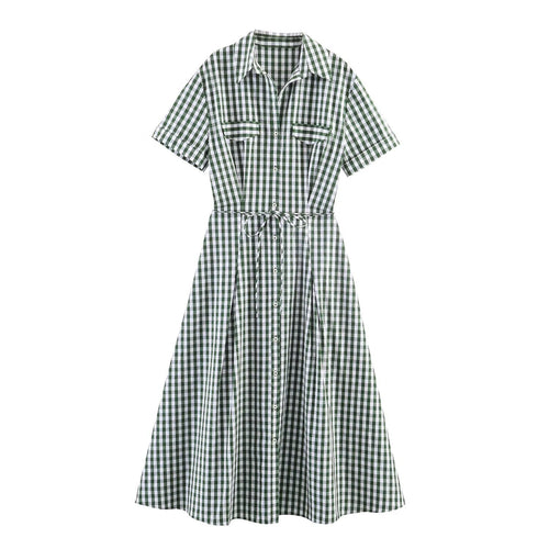 Damen Hemdblusenkleid im karierten Design mit Taillengürtel Echo Archiv