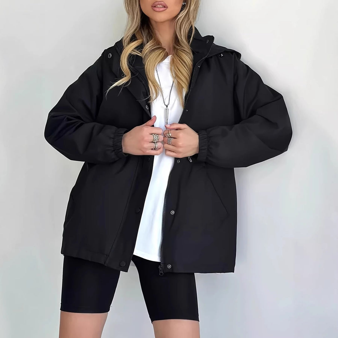 Damen nan wasserfeste Regenjacke mit Kapuze und Taillenzug Echo Archiv