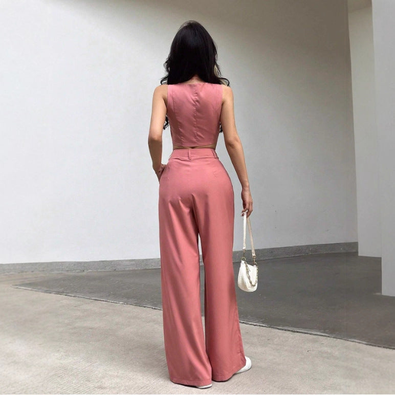Damen Zweiteiliges Set mit tailliertem Top und weiten Hosen Echo Archiv