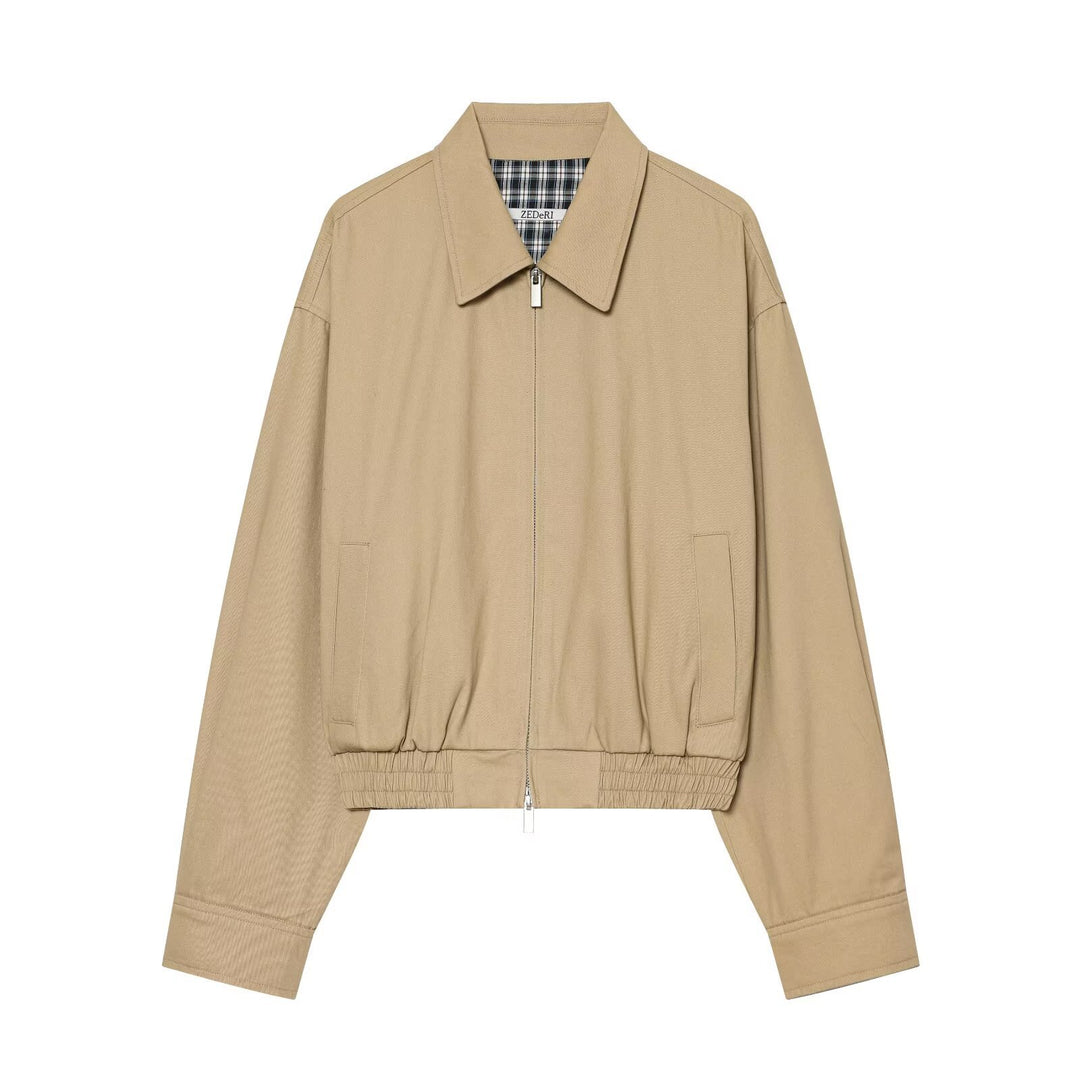 Damen Kurzblouson mit Reißverschluss, elastischem Saum und kariertem Innenfutter Echo Archiv