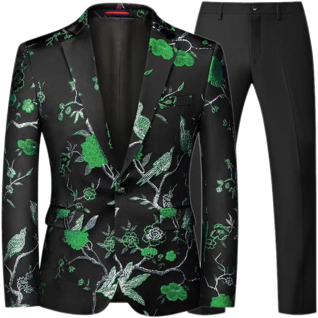 Herren Brokat-Sakko mit floralem Jacquard und Slim-Fit Anzughose Echo Archiv