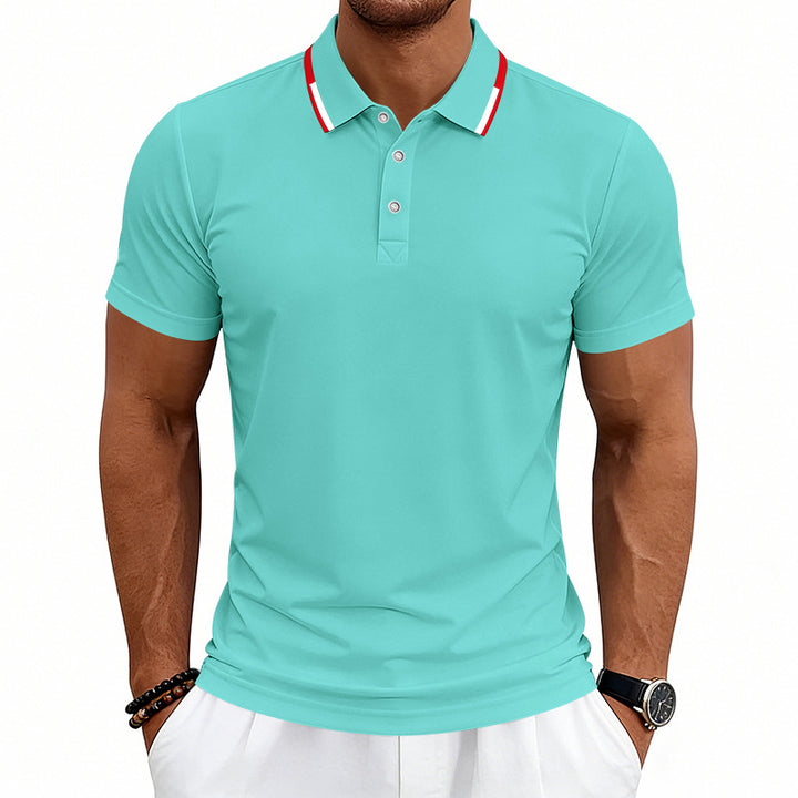 Herren nan tailliertes Kurzarm-Poloshirt mit Kontrastkragen aus atmungsaktivem Piqué Echo Archiv