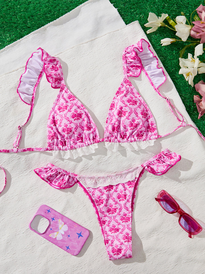 Damen Triangel-Bikini mit verspielten Rüschendetails Echo Archiv
