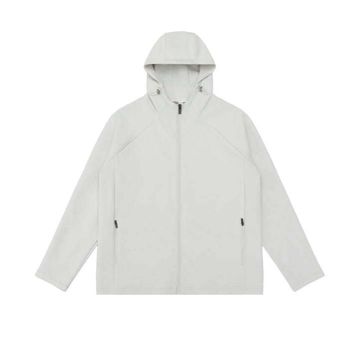 Unisex Minimalistische Kapuzen‑Zipjacke aus Softshell‑Fleece mit Raglanärmeln und wasserabweisenden Reißverschlusstaschen Echoarchiv