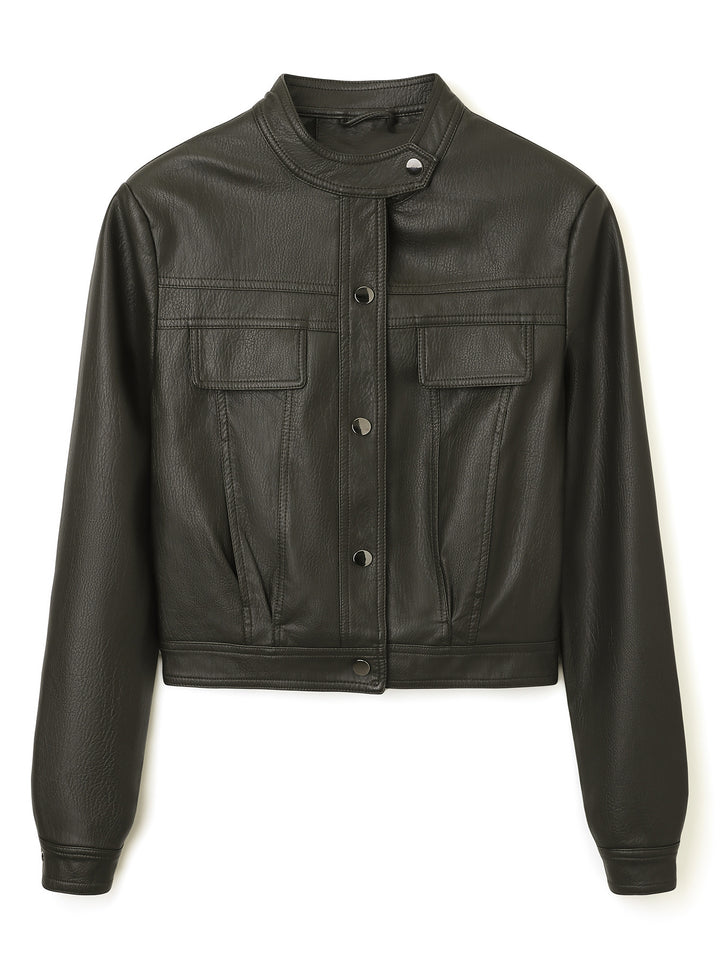 Damen Modische Kurzlederjacke – Velloura