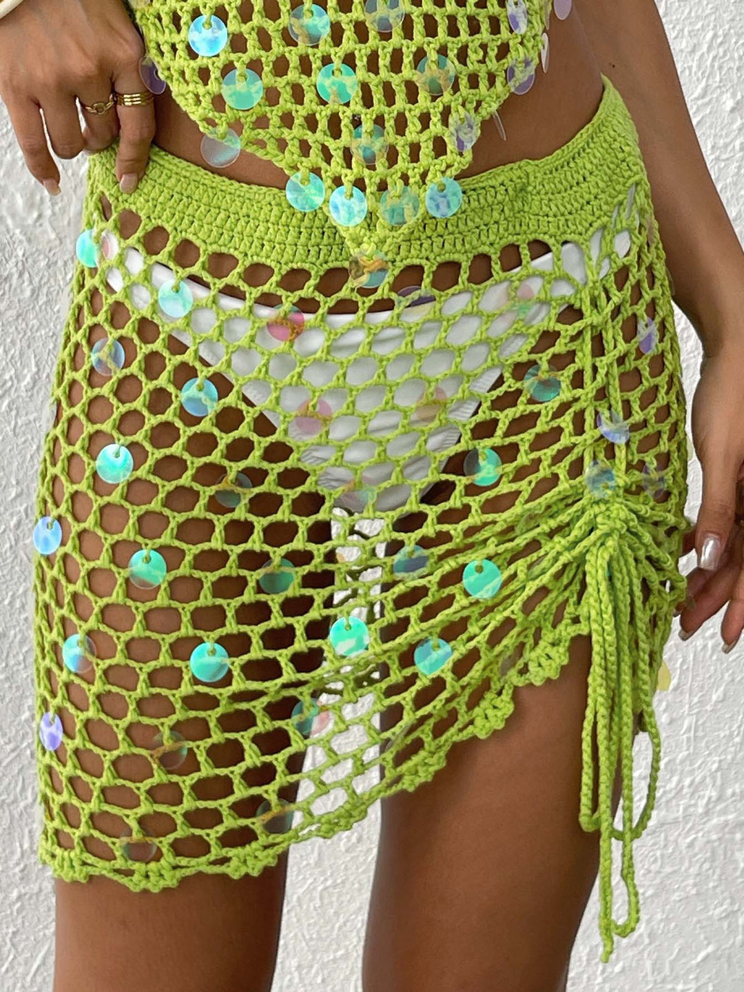 Damen Häkel-Strandsarong mit dekorativen Pailletten Echo Archiv