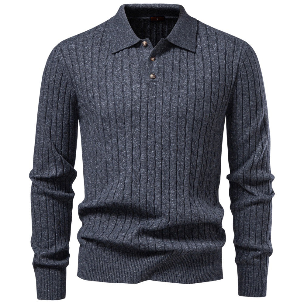 Herren Feinstrick-Polo mit Zopfmuster und Kragen Echoarchiv