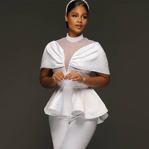 Damen elegante Peplum-Bluse mit transparenten Details Echo Archiv