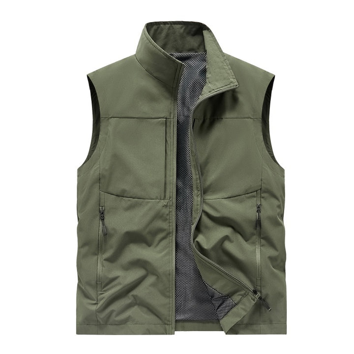 Herren Leichte winddichte Softshell-Steppweste mit Mesh-Innenfutter, Stehkragen & Reißverschlusstaschen Echoarchiv