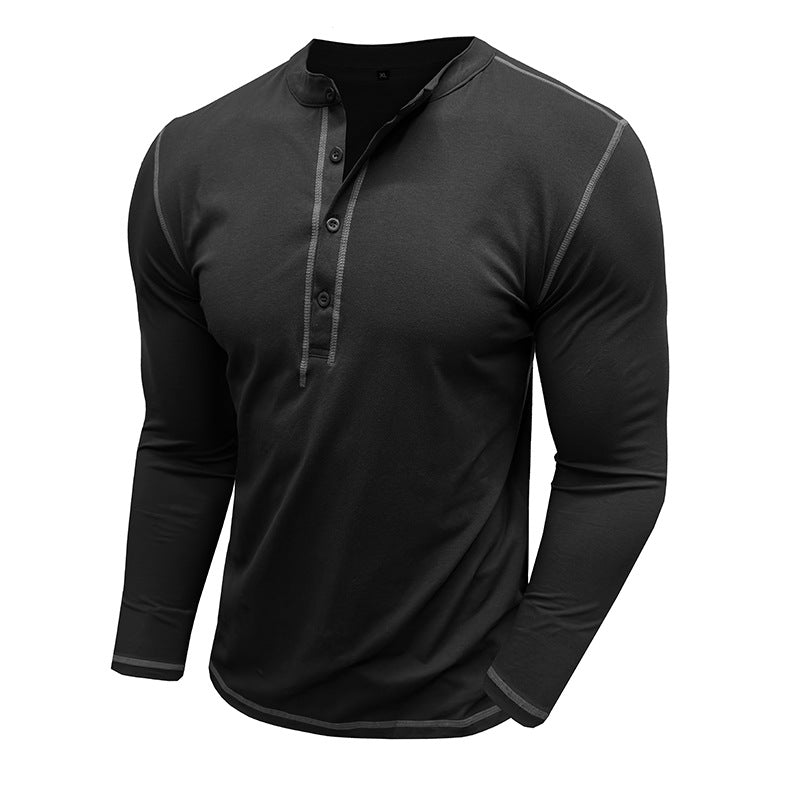 Herren Langarm-Hemden mit Henley-Ausschnitt Echoarchiv