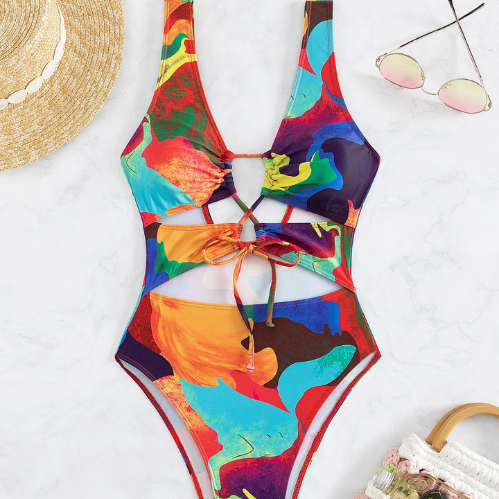 Damen Einteiler Badeanzug mit buntem Cut-Out-Design Echo Archiv