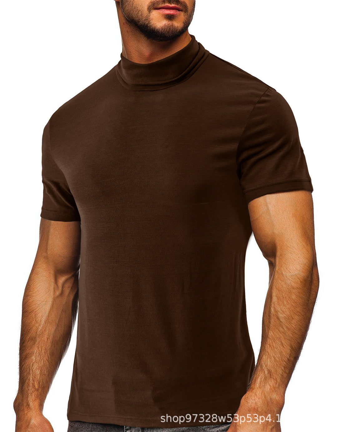 Herren modisches Kurzarm-T-Shirt mit hochschlagbarem Kragen Echoarchiv