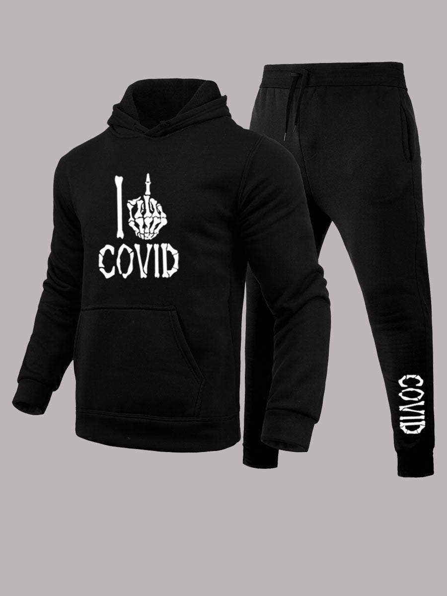 Herren Hoodie und Jogginghose Set mit mutigem Grafikdruck Echoarchiv