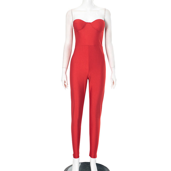 Damen figurbetonter Jumpsuit mit trägerlosem Design und elegantem Schnitt Echo Archiv