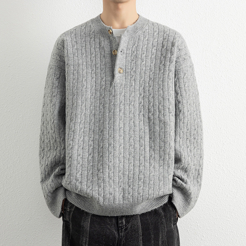 Herren Strickpullover mit Knopfdetails und strukturierter Oberfläche Echoarchiv