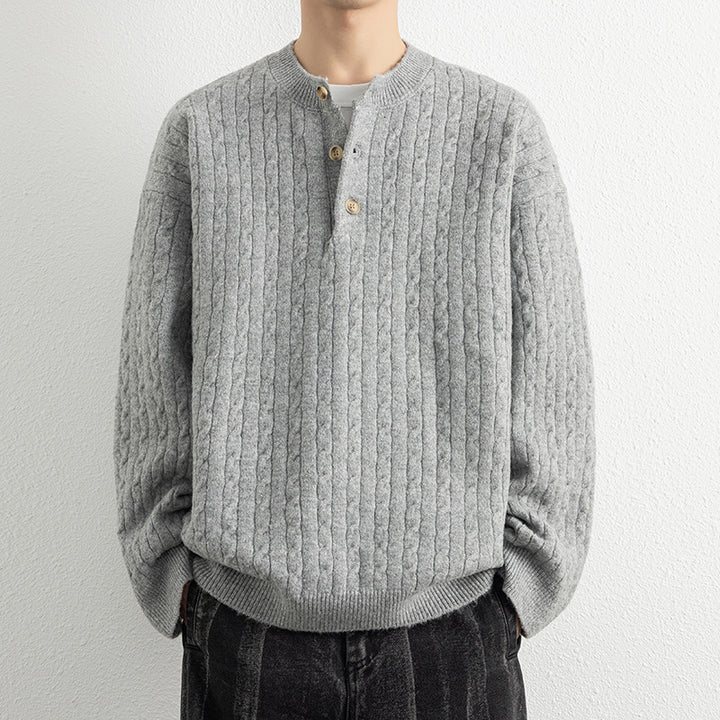 Herren Strickpullover mit Knopfdetails und strukturierter Oberfläche Echoarchiv