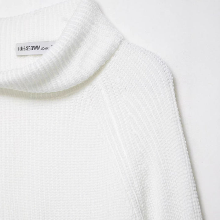 Damen Grobgestrickter kurzgeschnittener Rollkragenpullover im Boxy‑Schnitt Echoarchiv
