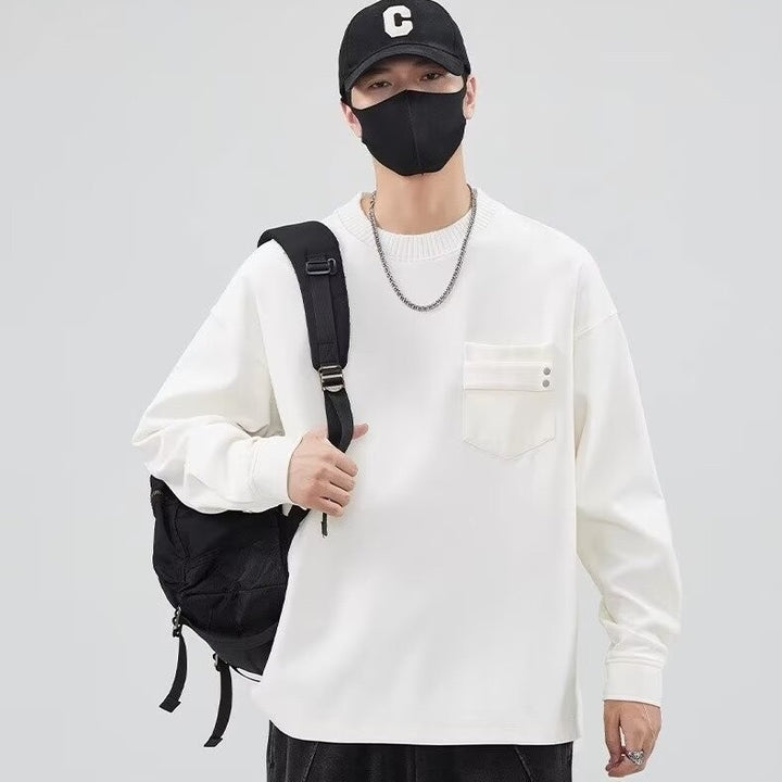 Herren lässiges Langarmshirt mit praktischer Brusttasche Echoarchiv