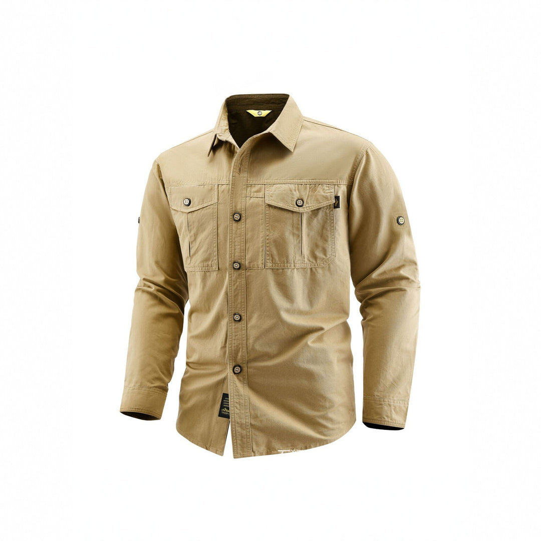 Herren Canvas-Overshirt im Field‑Style mit Brustklappen und durchgehender Knopfleiste Echo Archiv