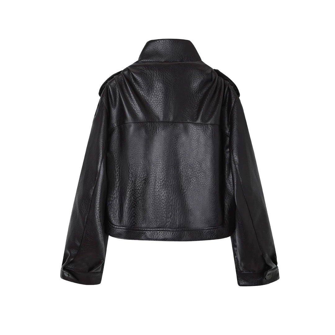 Damen Modische Kunstlederjacke mit Gürtel Echo Archiv