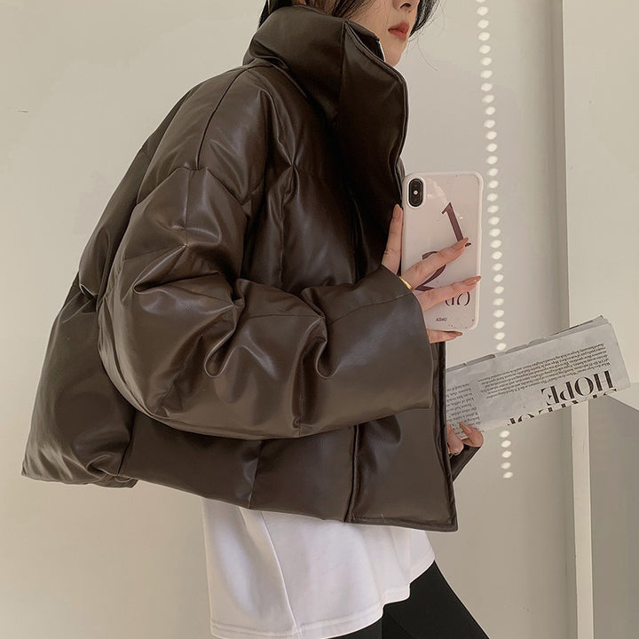 Damen Modische Lederdaunenjacke Echoarchiv