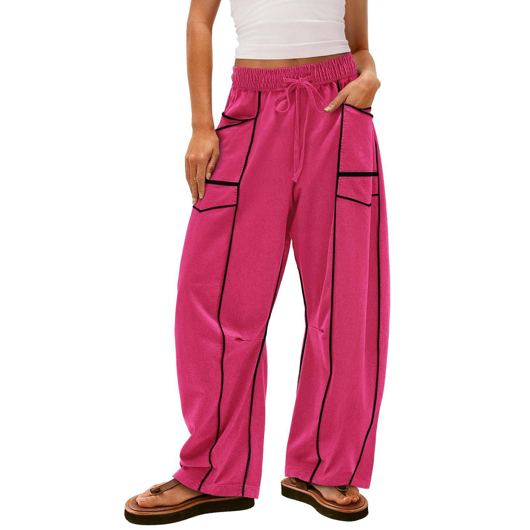 Damen nan weite Lounge-Hose mit Kordelzug, Kontrastpaspelierung und Cargo-Taschen Echo Archiv