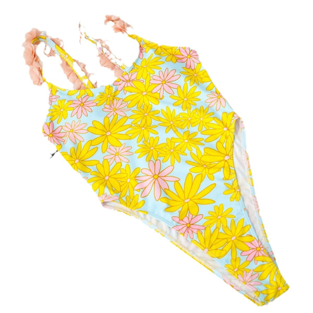 Damen Einteiler Badeanzug mit floralen Rüschendetails Echo Archiv