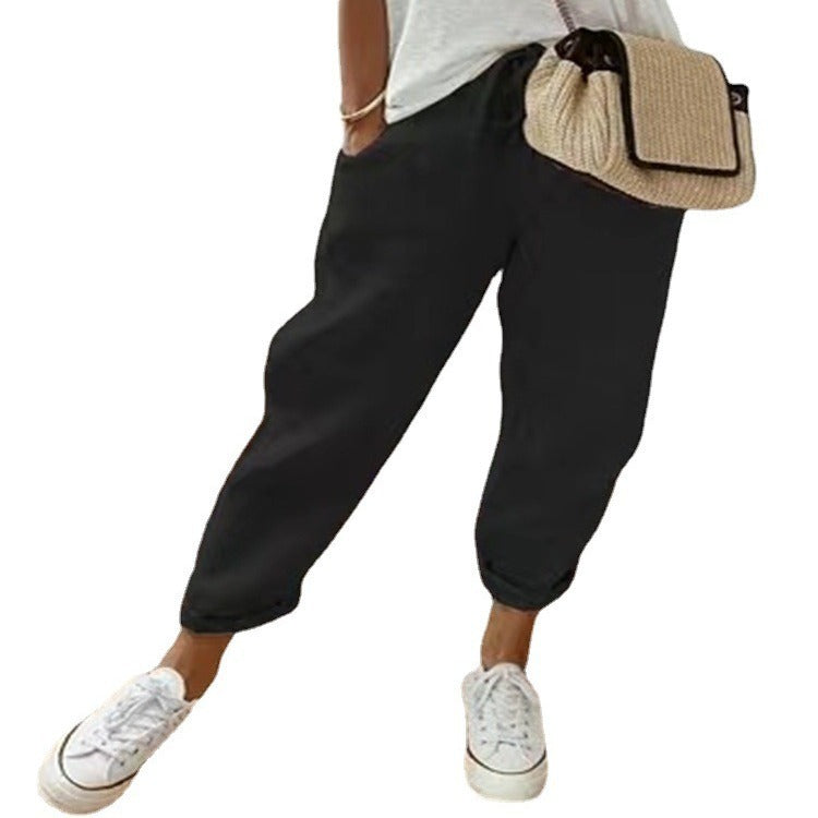 Damen Lockere Bedruckte Jogger mit Kordelzug und Rippbund Echoarchiv