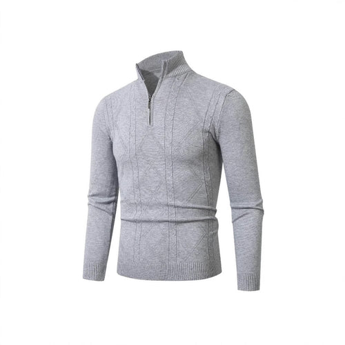 Herren Strickpullover mit modernem Zopfmuster und hohem Stehkragen Echoarchiv