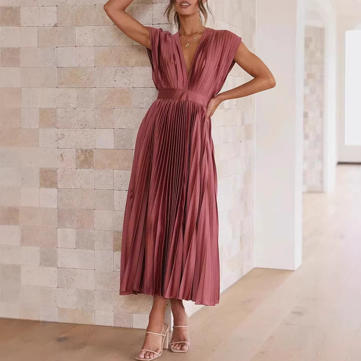 Damen Maxikleid mit Faltenwurf und tiefem V-Ausschnitt Echo Archiv