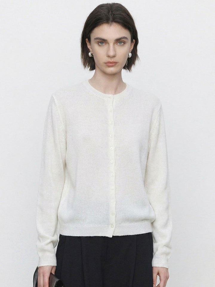 Damen Feinstrick-Cardigan mit Rundhals und durchgehender Knopfleiste Echo Archiv